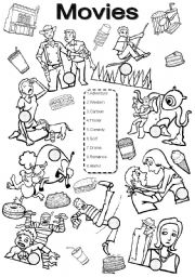 English Worksheet: Movies BW version