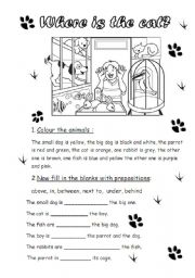 English Worksheet: Where is the cat?