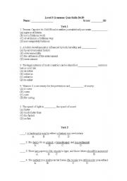 English Worksheet: Grammar Quiz for TOEFL