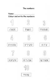 English worksheet: Numbers