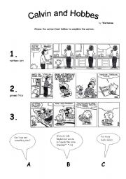 English Worksheet: Calvin and Hobbes fill in