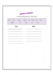 English worksheet: Nouns & Verbs