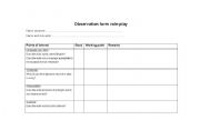 English Worksheet: Observation form