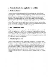 English Worksheet: 3 ways to teach a child alphabet