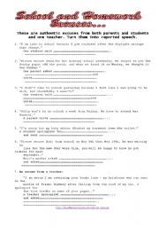 English Worksheet: School and Homework Excuses