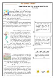 English Worksheet: a complete lesson- short story and writing activities