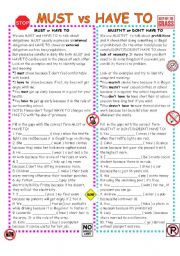English Worksheet: must or have to