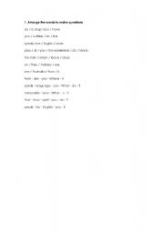 English Worksheet: word order in questions