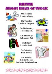 English Worksheet: RHYME about days of week