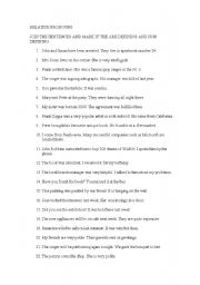 English Worksheet: relative pronouns