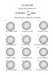 English Worksheet: Telling time