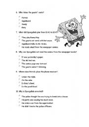 English worksheet: SpongeBob SquarePants House Party (Part 2)