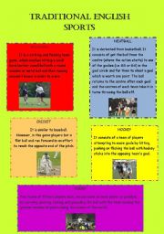 English Worksheet: TRADITIONAL ENGLISH SPORTS