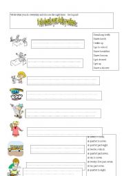 English Worksheet: Writing about daily rouine