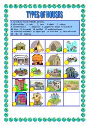 English Worksheet: Types of houses -matching