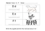 English worksheet: D - F worksheet