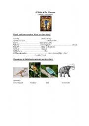 English Worksheet: Working with films/movies: A night at the museum (present continuous)