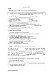 English worksheet: Revision of vocabulary, how much/may finding errors, punctuation 