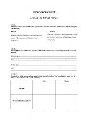 English Worksheet: The devil wears Prada video worksheet