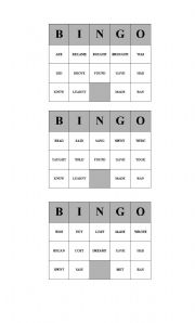 English Worksheet: game:Bingo-irregular verbs
