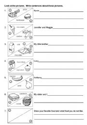 English Worksheet: Food, like and dislike