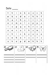 English worksheet: sh,ch,wh,th wordsearch