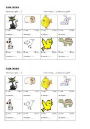 English Worksheet: how many pets have you got?