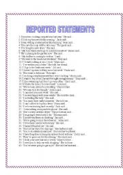 English Worksheet: REPORTED SPEECH       (STATEMENTS)