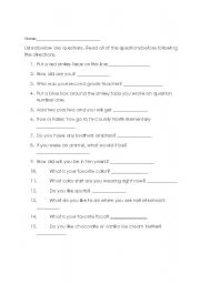 English Worksheet: Following Directions