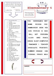 English Worksheet: Fun Sheet Elementary 1