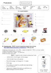 English Worksheet: Breakfast and full English breakfast