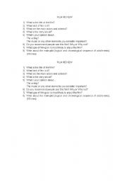English Worksheet: basic questions--movie review