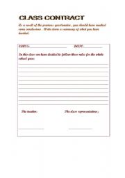 English worksheet: CLASS CONTRACT