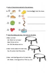 English worksheet: foods