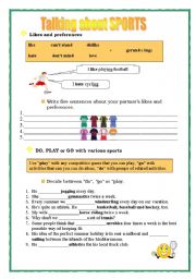 English Worksheet: Talking about sports