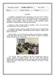 English Worksheet: a text about school