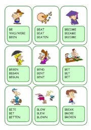 English Worksheet: Irregular Verbs Card Game / Part 1