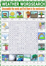 English Worksheet: THE WEATHER (WORDSEARCH)