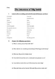 English worksheet: Tilly Smiths interview
