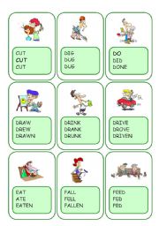 English Worksheet: Irregular Verbs Card Game / Part 3