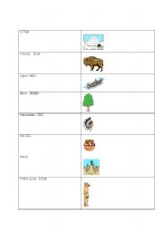 English Worksheet: English/Chinese First Nations Word Match