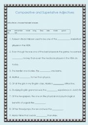 English worksheet: Comparative and Superlative Adjectives.