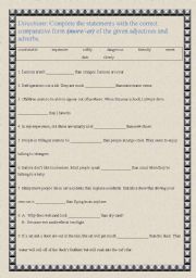 English worksheet: comparative