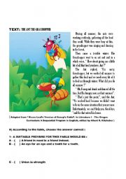 English Worksheet: Text : The ant and the grasshopper