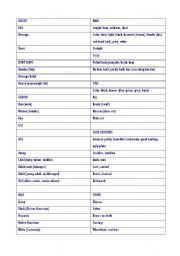 English worksheet: Physical Description