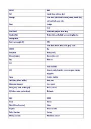 English Worksheet: Physical Description