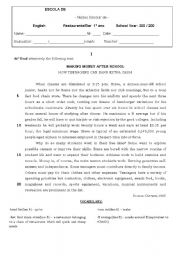 English Worksheet: test about part time jobs