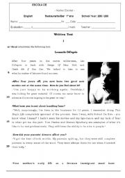 English Worksheet: test about famous people