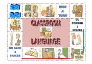 English Worksheet: Classroom Language boardgame