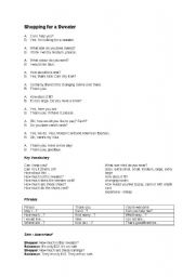 English Worksheet: shopping